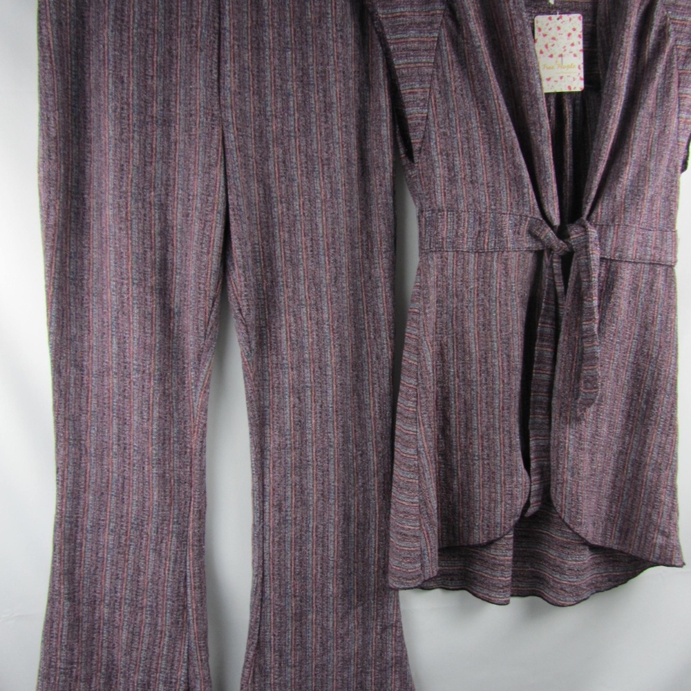 FREE PEOPLE In Your Eyes Pant Suite Set Blue Combo - Picture 4 of 8